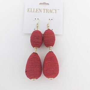 Ellen Tracy Red Bubble Drop Earrings NWT